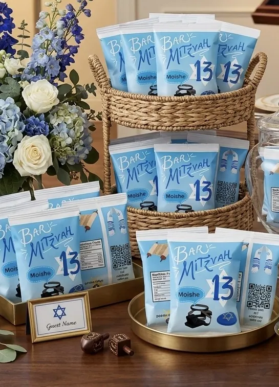 Custom Bar Mitzvah snack bags